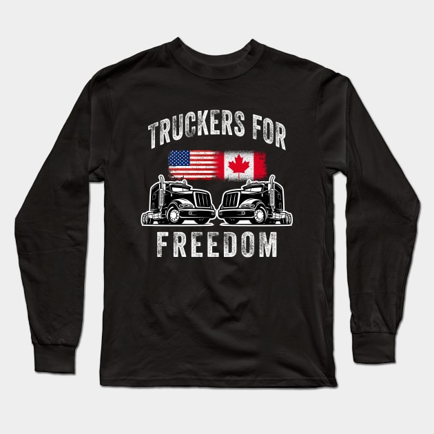 Truckers for freedom, freedom convoy Canada Long Sleeve T-Shirt by UniqueBoutiqueTheArt